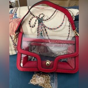 Stylish Red Transparent Handbag